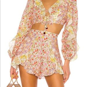 NWT Zimmerman Goldie Spliced Frill Shorts